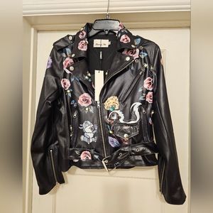 Deer Character Moto Jacket S NWT